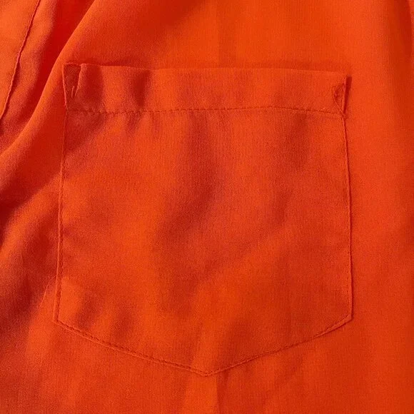 Gold Drama. Women's orange transparent blouse with three-quarter sleeves.Size1X. - Picture 2 of 8